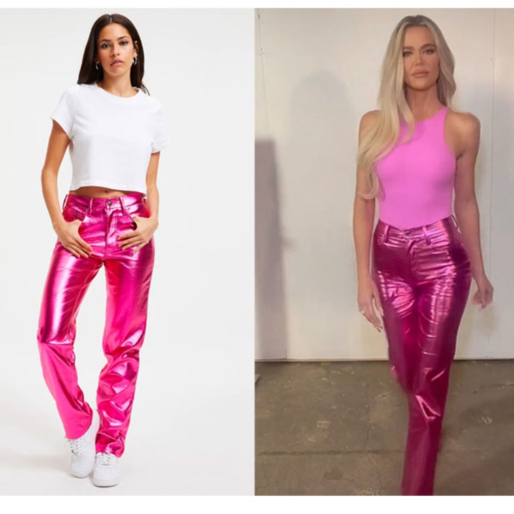 Sold out! Pristine pink metallic faux leather pants 29 Good American